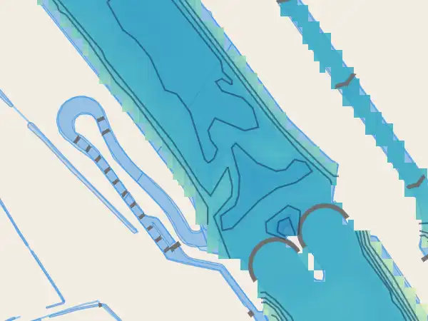 Uitsnede van de viskaart met kunstwerken in en langs het water.
